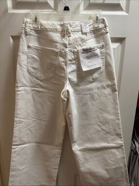 NWT Good American Cream Palazzo Crop Wide Leg Jeans